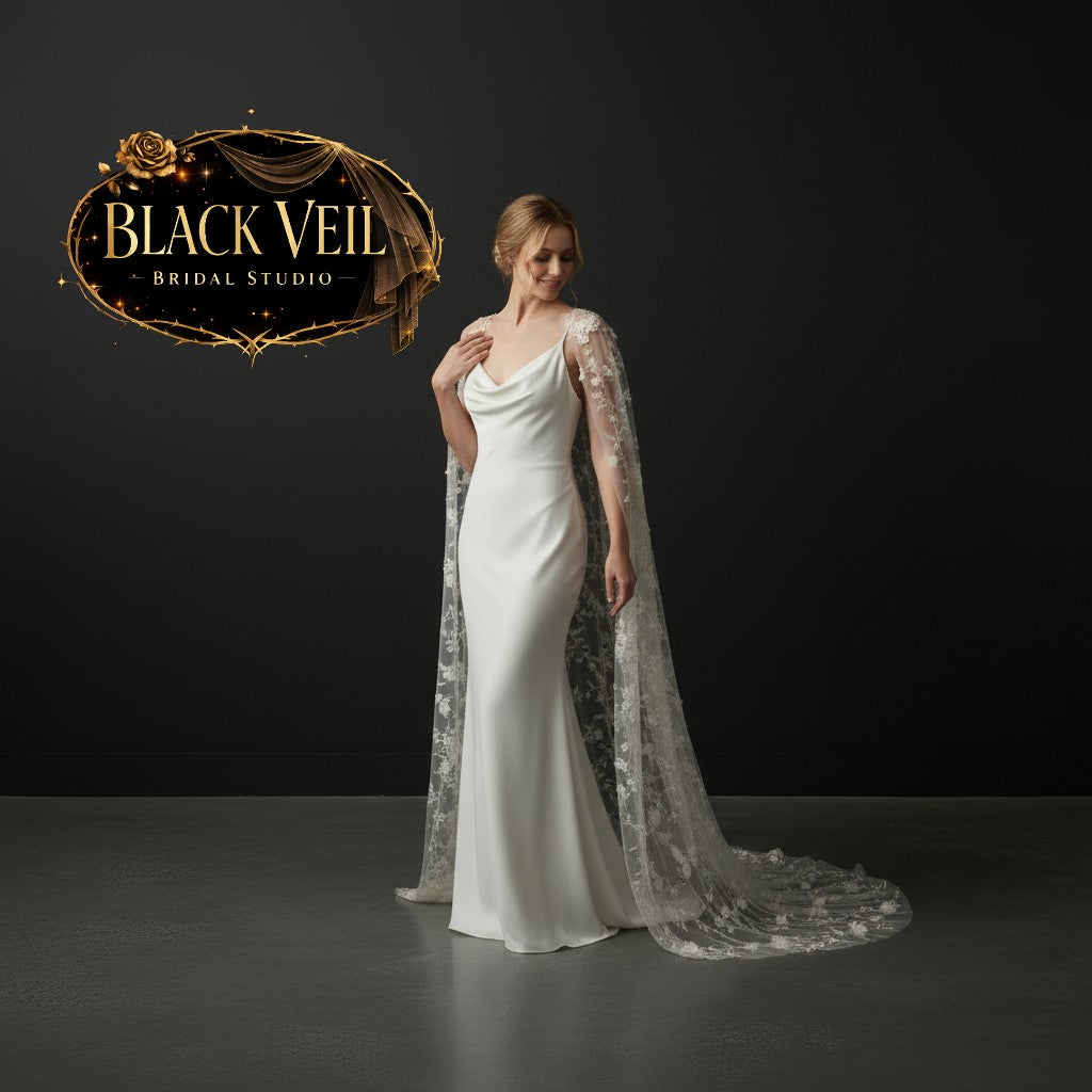 Champagne & Flowers Shoulder Veil