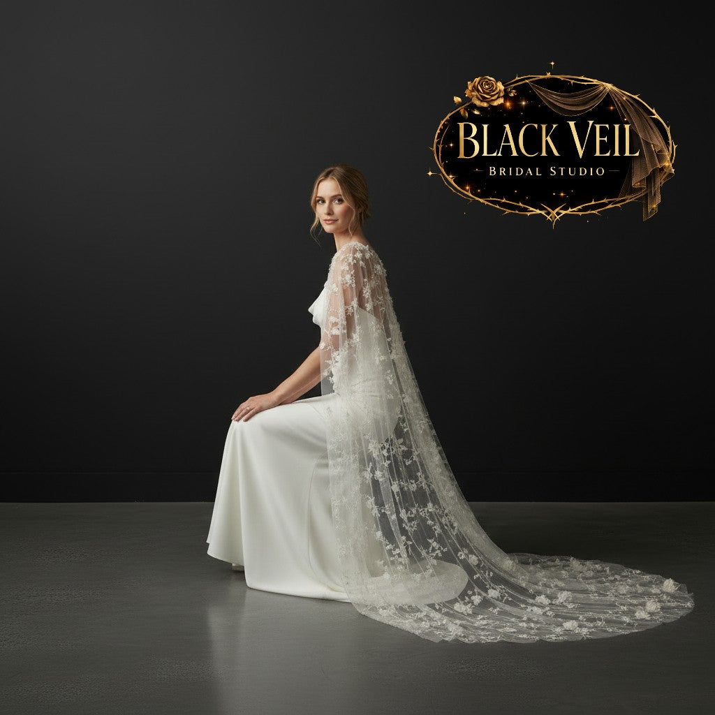 Champagne & Flowers Shoulder Veil