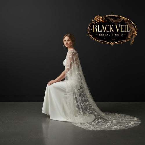 Champagne & Flowers Shoulder Veil