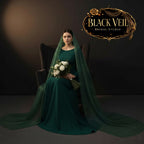 Green & Gold Dust Customized Bridal Veil No Comb