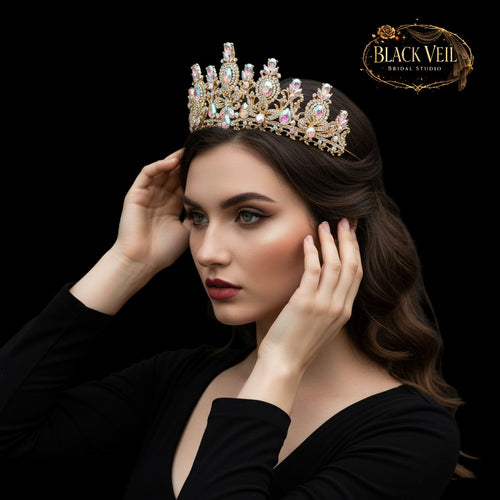 Luxury Baroque Water Drop Crystal Flower Tiara Headpiece