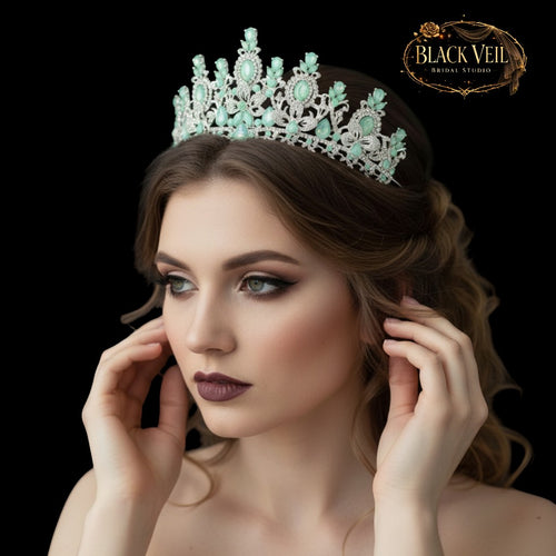 Luxury Baroque Water Drop Crystal Flower Tiara Headpiece