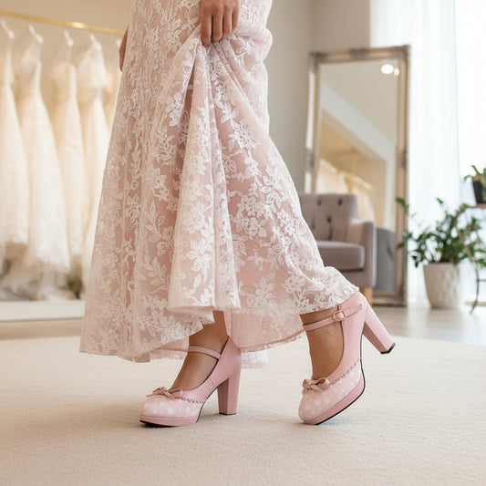Polka Dot Mary Jane Style Bridal Heels