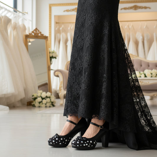 Polka Dot Mary Jane Style Bridal Heels
