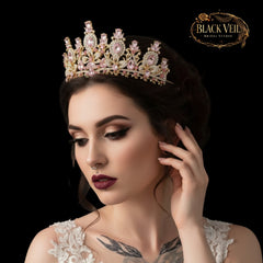 Luxury Baroque Water Drop Crystal Flower Tiara Headpiece