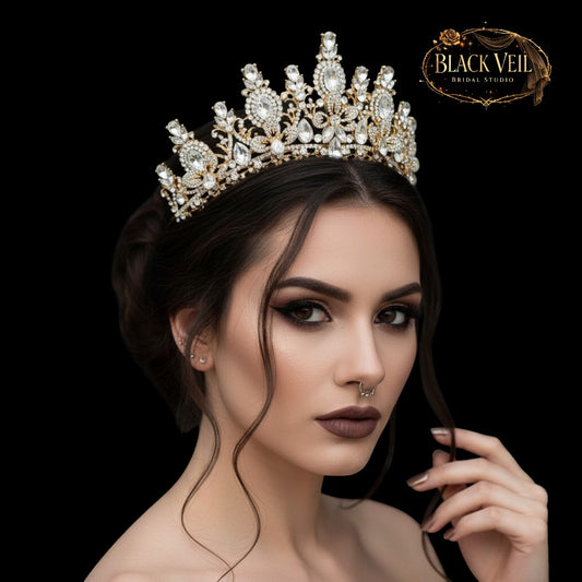 Luxury Baroque Water Drop Crystal Flower Tiara Headpiece
