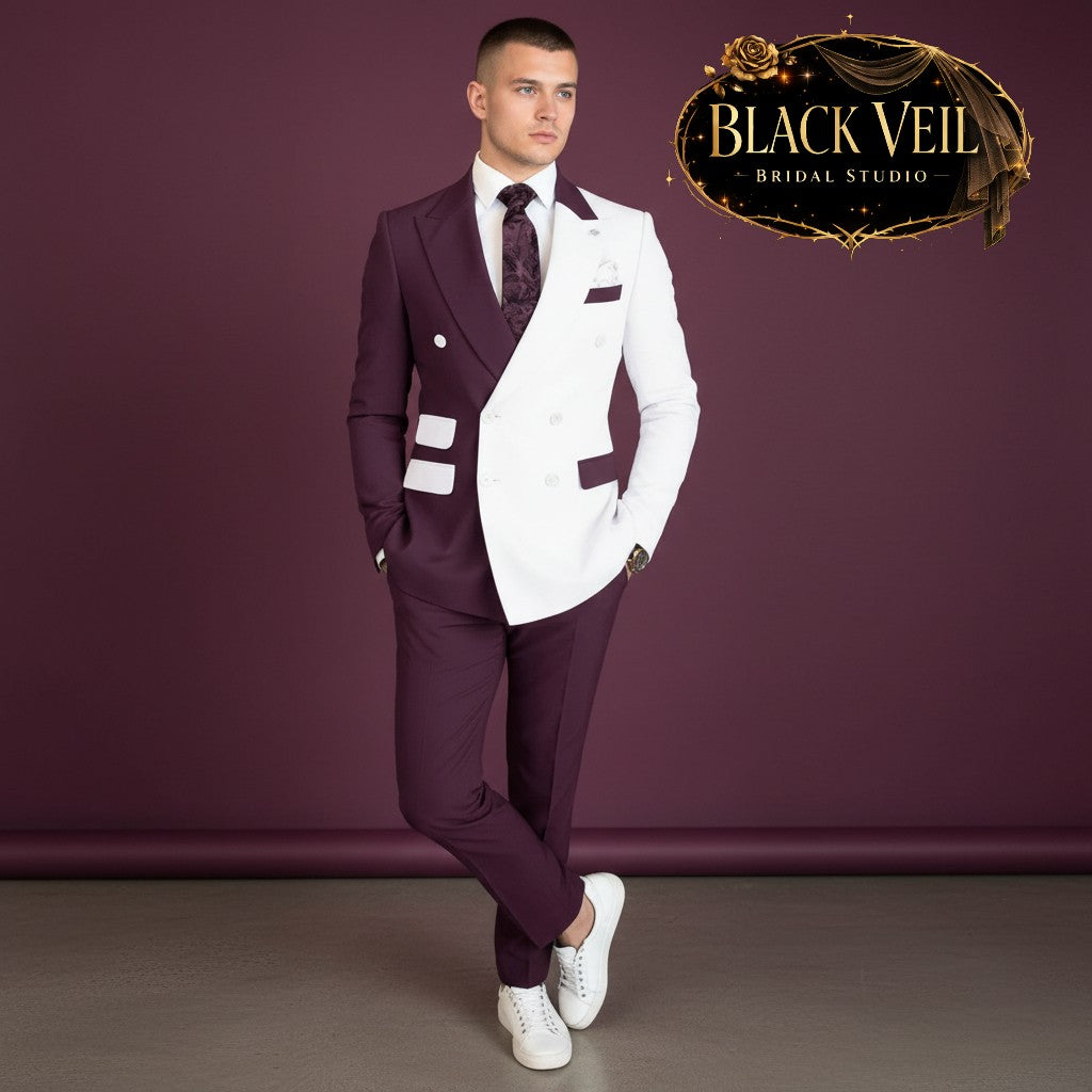 Two Tone Men's Wedding Suits Multiple Color Options