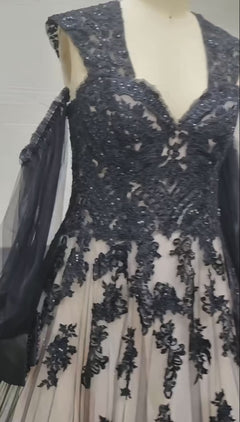 Myrleen Black & Champagne Wedding Dress