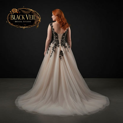 Aurora Black & Champagne Wedding Dress