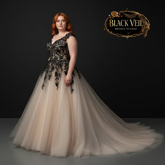 Aurora Black & Champagne Wedding Dress