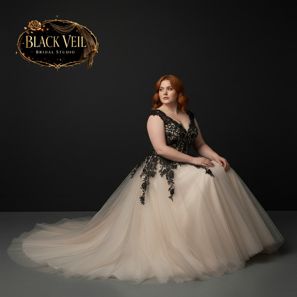 Aurora Black & Champagne Wedding Dress