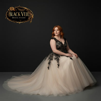 Aurora Black & Champagne Wedding Dress