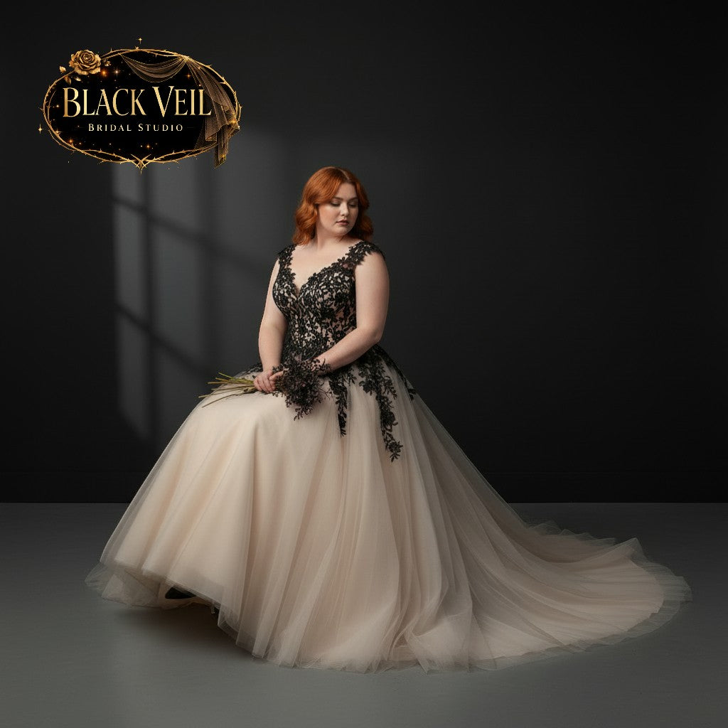 Aurora Black & Champagne Wedding Dress