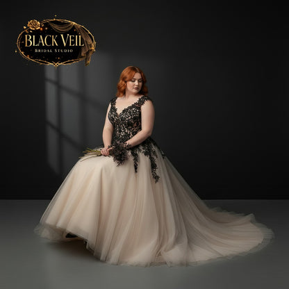 Aurora Black & Champagne Wedding Dress