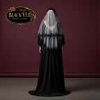 Black Lace White/Ivory Tulle 2 Layers Short Wedding Veil